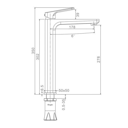 Смеситель Raglo R51 R51.15.03 на раковину сатин золотой - фото 2