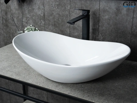 Раковина керамическая Gid Lago 51175 60х40 накладная цвет белый без отверстий под смеситель