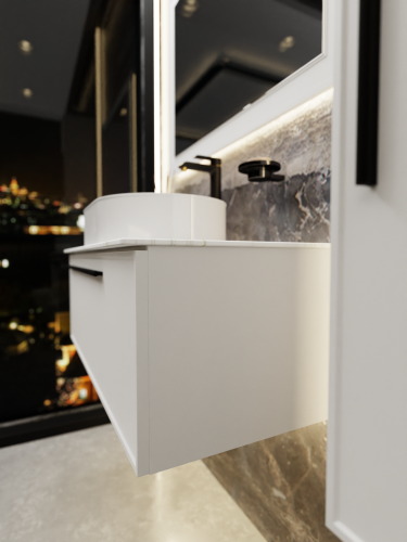 Тумба со столешницей La Fenice ELBA NFNC-01-ELB-B-80-3-GG 80х62х49 подвесная цвет белый - фото 3