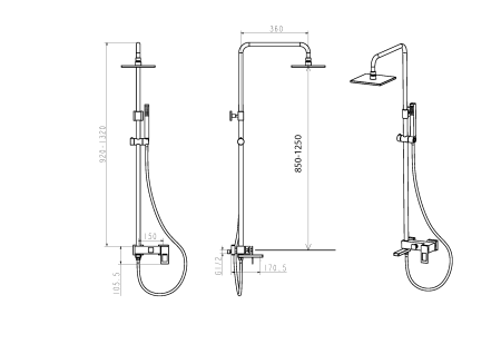 Душевая стойка Boheme Q 148-GG.2 настенная цвет золото