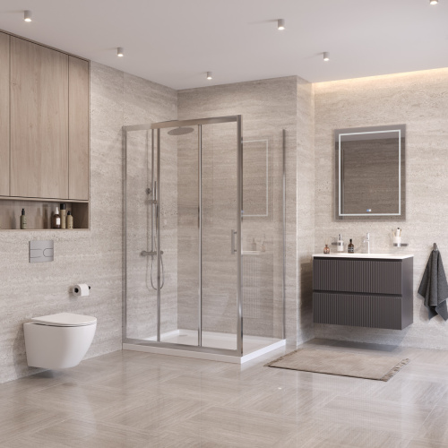 Душевой уголок BelBagno UNO-195 UNO-195-AHF-31-110/90-C-Cr 110х90 стекло прозрачное профиль хром без поддона - фото 3