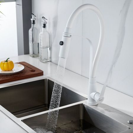 Смеситель для кухни Shevanik S943C-1 на мойку белый