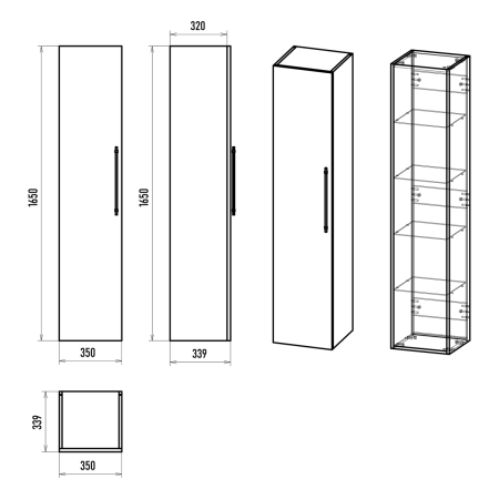 Шкаф-пенал Brevita Alicante ALI-05035-01 40х170 подвесной цвет белый