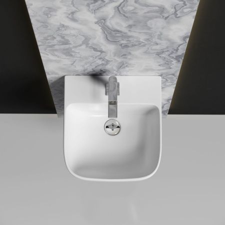 Раковина из сантехнического фарфора Ceramica Nova DION CN6067 40х40 подвесная цвет белый 1 отверстие под смеситель