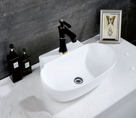 Раковина из санфаянса CeramaLux 9234 57х40 накладная цвет белый 1 отверстие под смеситель