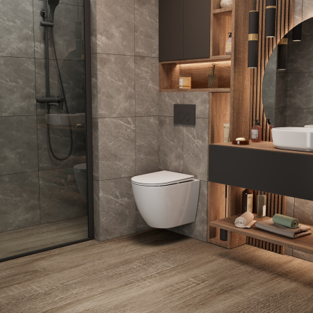 Унитаз подвесной Grossman Thin Rim GR-5601S белый с сиденьем микролифт безободковый каскадный смыв