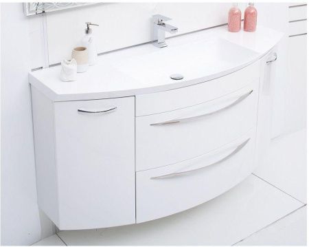 Тумба с раковиной De Aqua Лонг 00186446 140х50 подвесная цвет белый