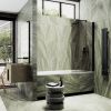 Душевая шторка на ванну Maybah Glass MGV-611-6 60х140 стекло тонированное профиль черный ориентация универсальная