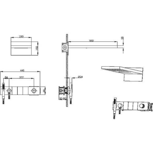 Душевая система Boheme Zodiac 132-2-G встраиваемая цвет золото - фото 4