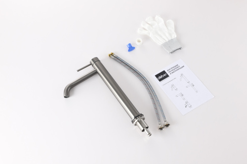 Смеситель Abber Wasser Kreis 316 AF8111BGG-L на раковину оружейная сталь брашированная - фото 2