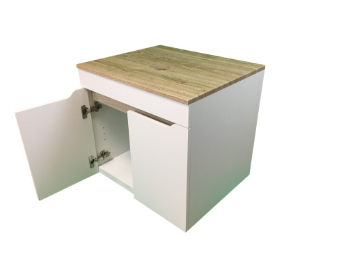 Тумба под раковину Sintesi STL.W7024 60х55х50 подвесная цвет белый/коричневый - фото 4