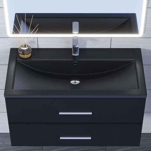 Раковина Uperwood Foster Quartz 90 см 291030043 полувстраиваемая цвет черный - фото 4