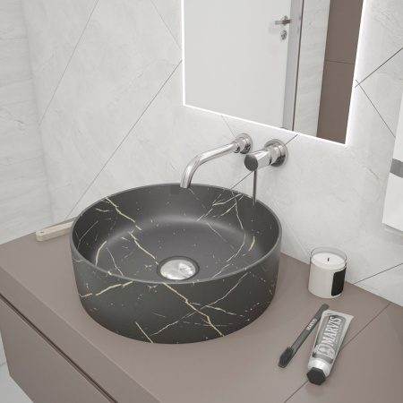 Раковина из сантехнического фарфора Teymi Lina T50181 41х41 накладная цвет серый без отверстий под смеситель