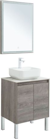 Комплект мебели: тумба с раковиной + зеркало Aquanet Nova Lite 00302533 60х50 напольный цвет коричневый