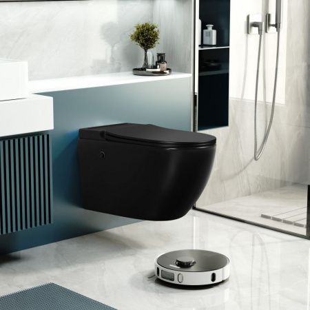 Унитаз подвесной Abber Bequem AC1108PMB черный с сиденьем микролифт безободковый импульсный смыв