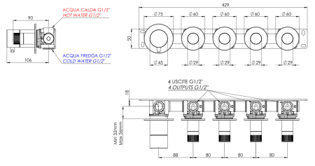 Смеситель для душа Remer X Style N98D4P встраиваемый в стену хром