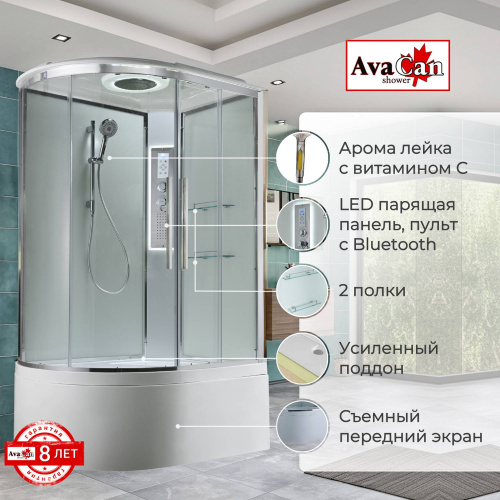 Душевая кабина AvaCan EM EM5812RLEDT 120х80 асимметричная с крышей ориентация правая - фото 2 Душевая кабина AvaCan EM EM5812RLEDT 120х80 асимметричная с крышей ориентация правая - фото 2