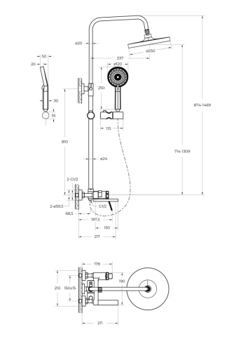 Душевая стойка BelBagno ALBANO ALBANO-VSCM-CRM настенная хром - фото 4