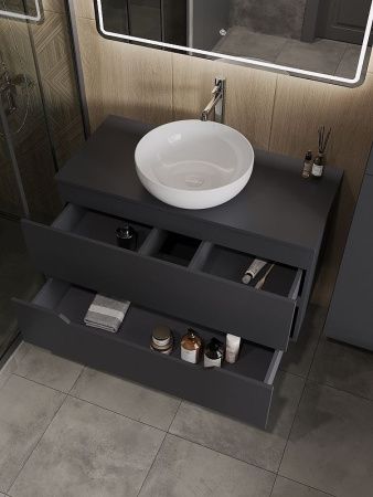 Тумба с раковиной Orange Line Li-100TugMDF+B07-420W 100х50 цвет серый