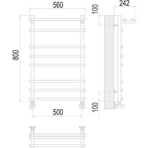 Полотенцесушитель Terminus 4670078529503 56х80 водяной хром - фото 3