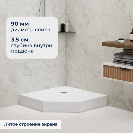 Душевой поддон акриловый RGW Acryl (Акриловые) 16180599-41 90х90 белый
