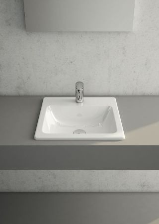 Раковина из сантехнического фарфора Vitra S20 5463B003-0001 50х50 накладная цвет белый 1 отверстие под смеситель