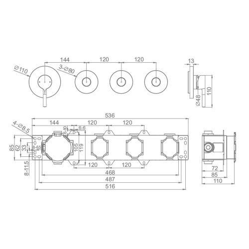 Смеситель для ванны и душа Raglo R20 R20.273.03 встраиваемый в стену золото - фото 3