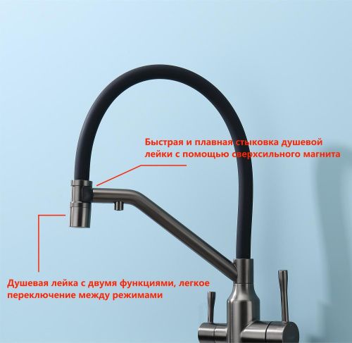 Смеситель для кухни Raglo R81 R81.62.09 на мойку графит - фото 3