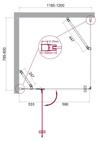 Душевой уголок BelBagno KRAFT KRAFT-AH-12-120/80-C-Cr-L 120х80 стекло прозрачное профиль хром без поддона