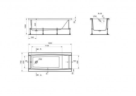 Ванна акриловая Santek Санторини 1WH302494 160х70 пристенная прямоугольная без каркаса