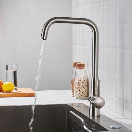 Смеситель для кухни Shevanik S528L на мойку сатин