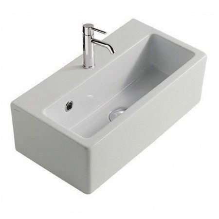 Раковина из сантехнического фарфора Galassia Plus Design 6031M 50х30 накладная цвет белый 1 отверстие под смеситель