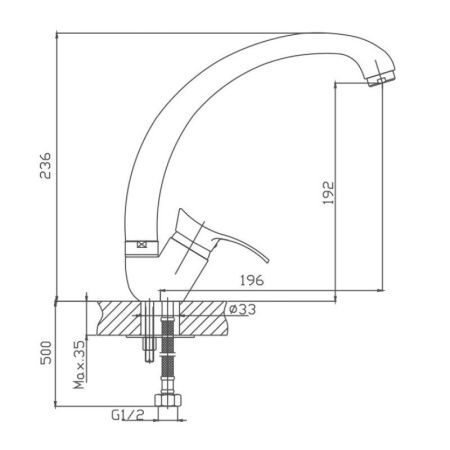 Смеситель для кухни Cron CN4114 на мойку хром