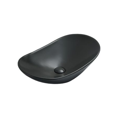 Раковина из сантехнического фарфора Vincea VBS-508MB 60х40 накладная цвет черный без отверстий под смеситель