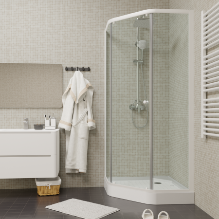 Душевой уголок Parly ZEP91 90х90 стекло прозрачное профиль белый с поддоном