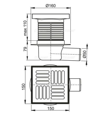Душевой трап Alcadrain APV5411 15х15 хром