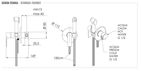 Гигиенический душ со смесителем Remer EY65WNO черный матовый