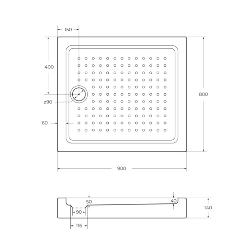 Душевой поддон Cezares TRAY-A-AH-90/80-15-W 90х80 акрил белый - фото 2