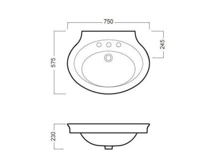 Раковина из сантехнического фаянса Hatria DOLCEVITA Y0EW01 80х60 подвесная цвет белый