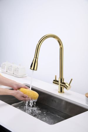 Смеситель для кухни Paulmark LANGE La214212-G на мойку золото