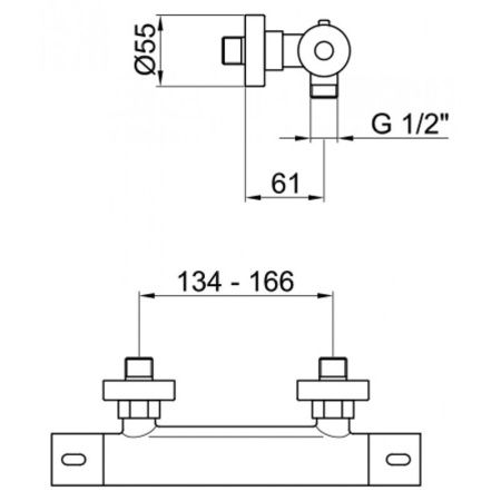 Смеситель для ванны и душа Webert Elio EL980102560 настенный черный с термостатом