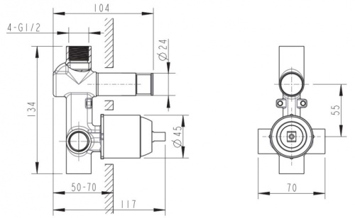 Скрытая часть встраиваемого смесителя Bravat Built-in D9100CP-ENG - фото 2