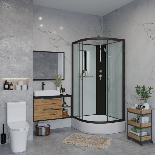 Душевая кабина Niagara Classic 67021414BKT 100х100 четверть круга без крыши - фото 3