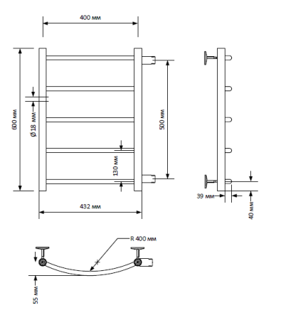 Полотенцесушитель Indigo Arc LASW60-40-б/п-50 49х60 водяной хром