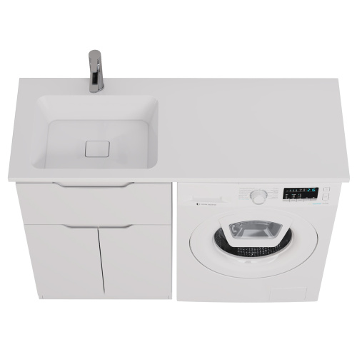 Раковина из литьевого мрамора Dreja Wing 100120L 120х48 подвесная цвет белый 1 отверстие под смеситель - фото 4