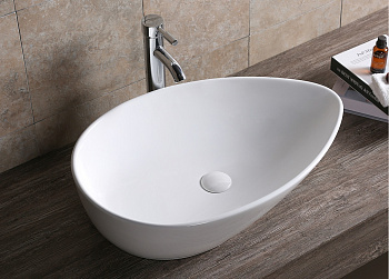 Раковина из сантехнического фарфора Cerutti SPA CR7030 66х44 накладная цвет белый без отверстий под смеситель