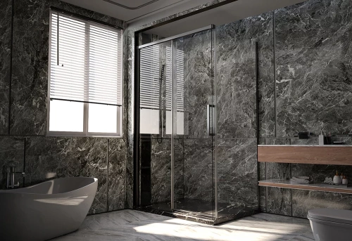 Душевой уголок Veconi Premium Trento PTC40-SP-15090-GR-01-C4 150х90 стекло прозрачное профиль графит брашированный без поддона