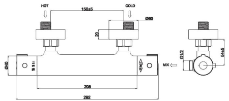 Смеситель для ванны и душа Esko T3080 настенный хром