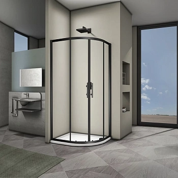 Душевой уголок Veconi Rovigo RV07B-90-01-C3 90х90 стекло прозрачное профиль черный без поддона