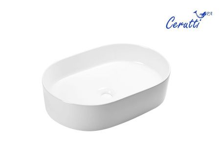 Раковина из сантехнического фарфора Cerutti SPA CR0055B 50х40 накладная цвет белый без отверстий под смеситель